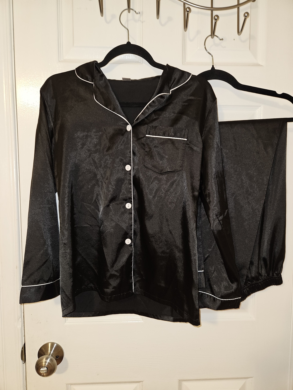 2/$12 Black Pajama Set with White Piping